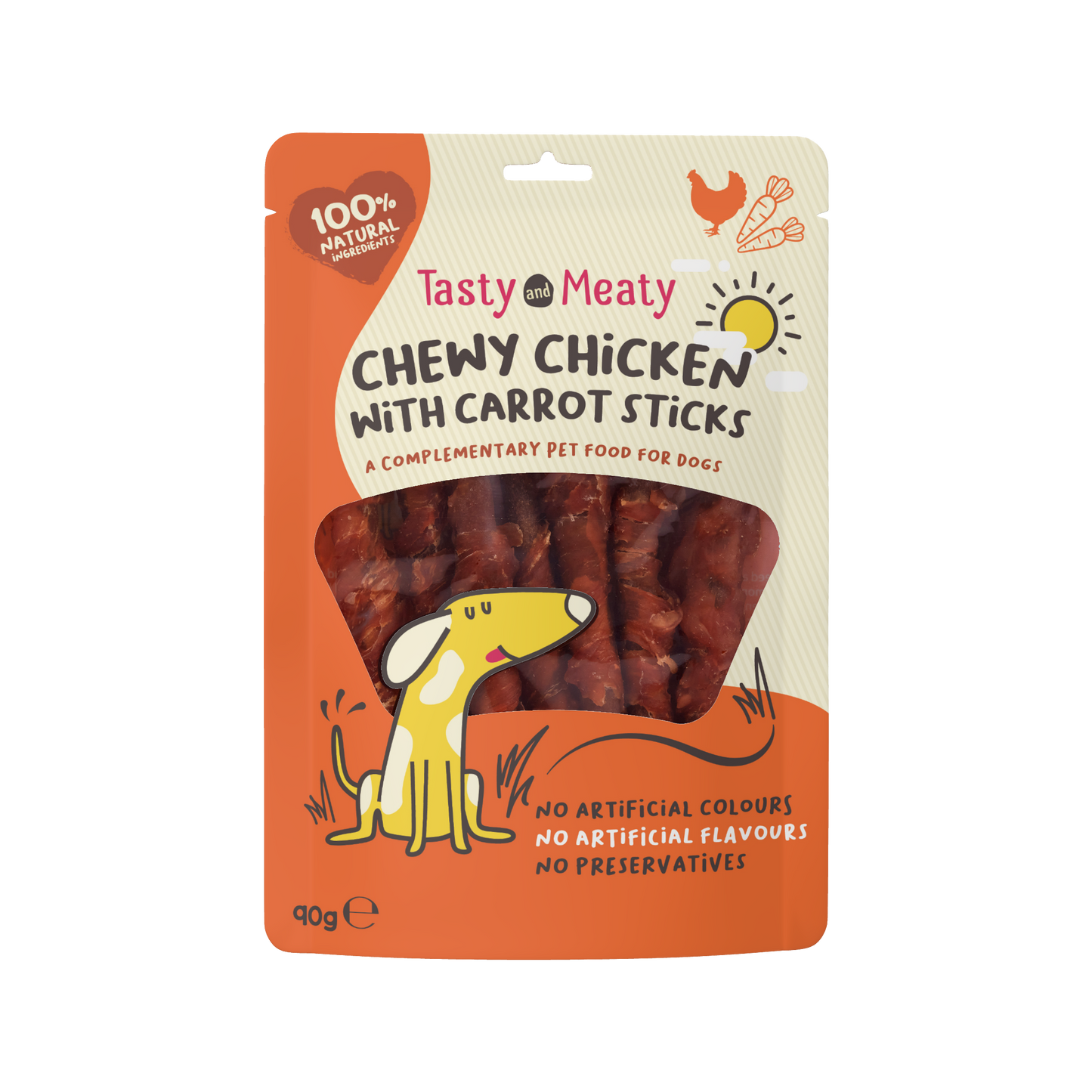 Tasty & Meaty Chewy Chicken With Carrot Sticks Adult Dog Treats | 90g