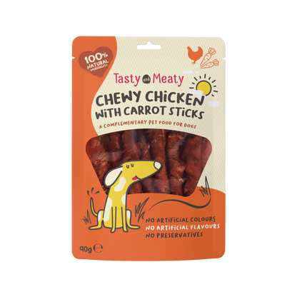 Tasty & Meaty Chewy Chicken With Carrot Sticks Adult Dog Treats | 90g
