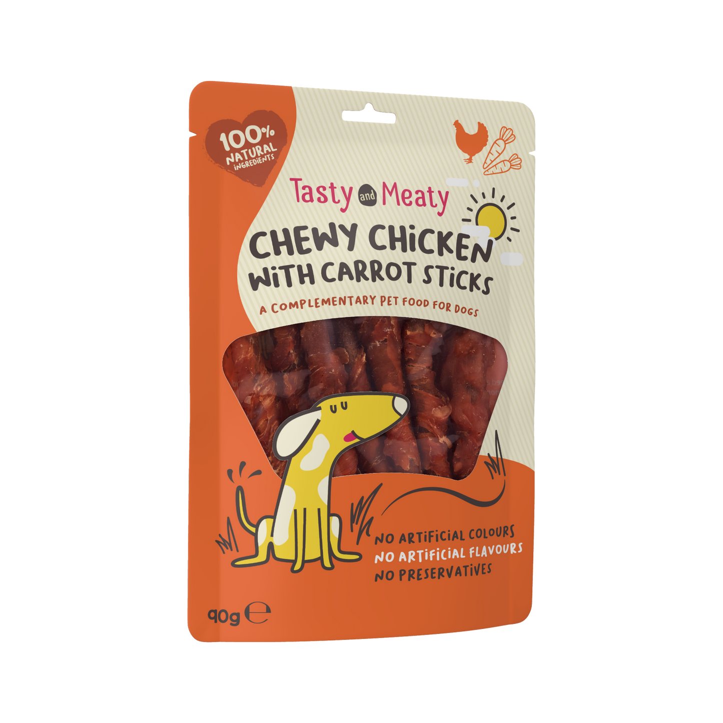 Tasty & Meaty Chewy Chicken With Carrot Sticks Adult Dog Treats | 90g