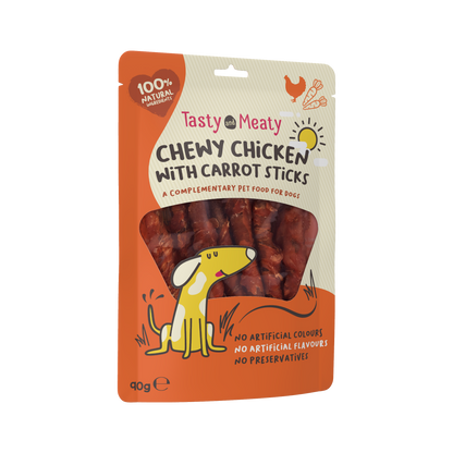 Tasty & Meaty Chewy Chicken With Carrot Sticks Adult Dog Treats | 90g