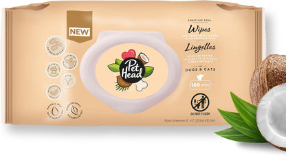 Pet Head Sensitive Soul Delicate Skin Wipes for Dogs with Coconut and Marula Oil