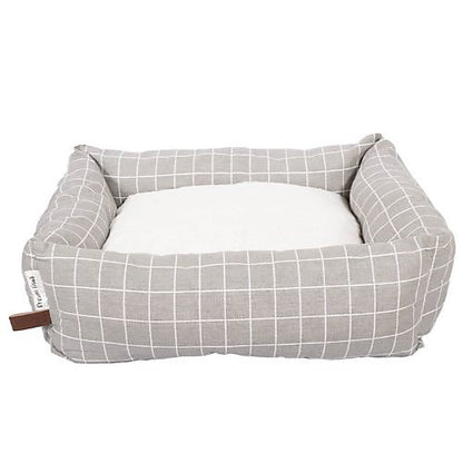 Dream Paws Check Sofa Grey Pet Bed