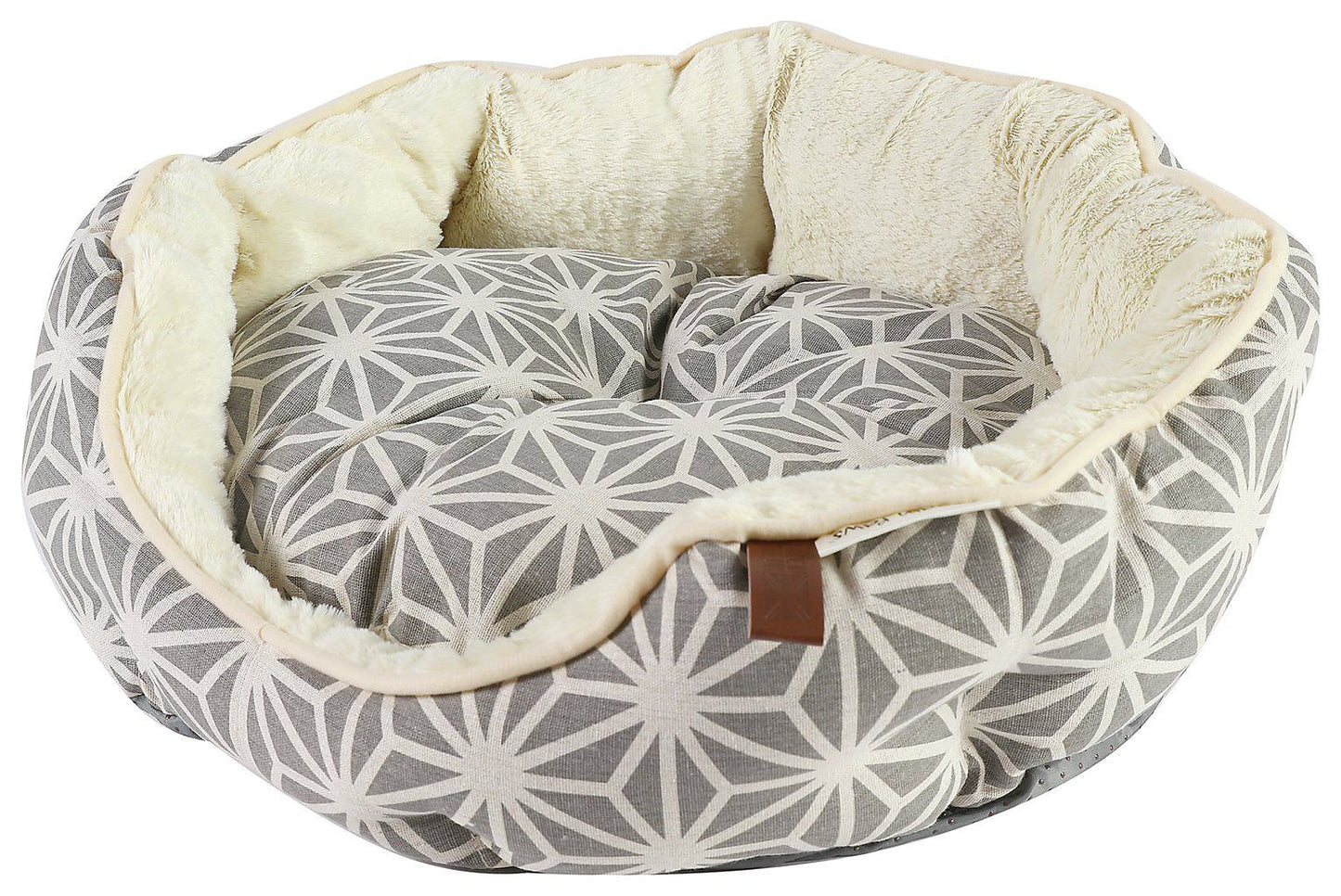 Dream Paws Geometric Cosy Grey Pet Bed