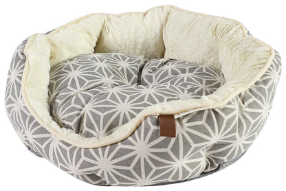 Dream Paws Geometric Cosy Grey Pet Bed