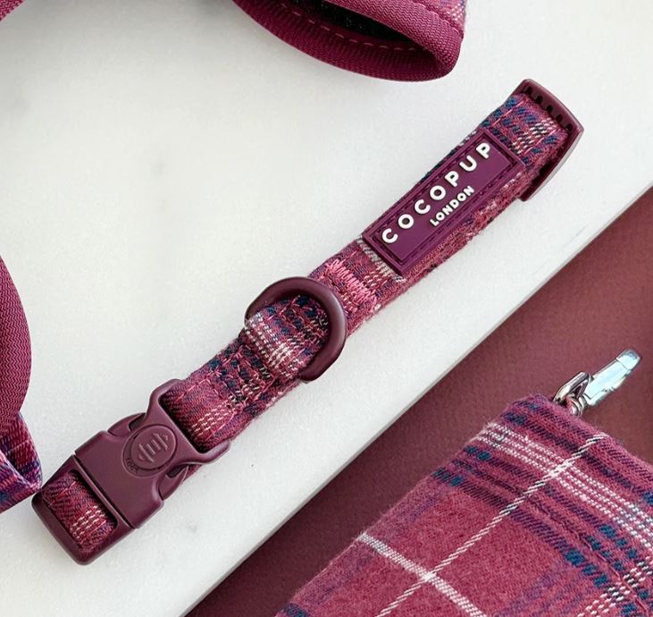 Cocopup Mulberry Plaid Dog Dog Collar