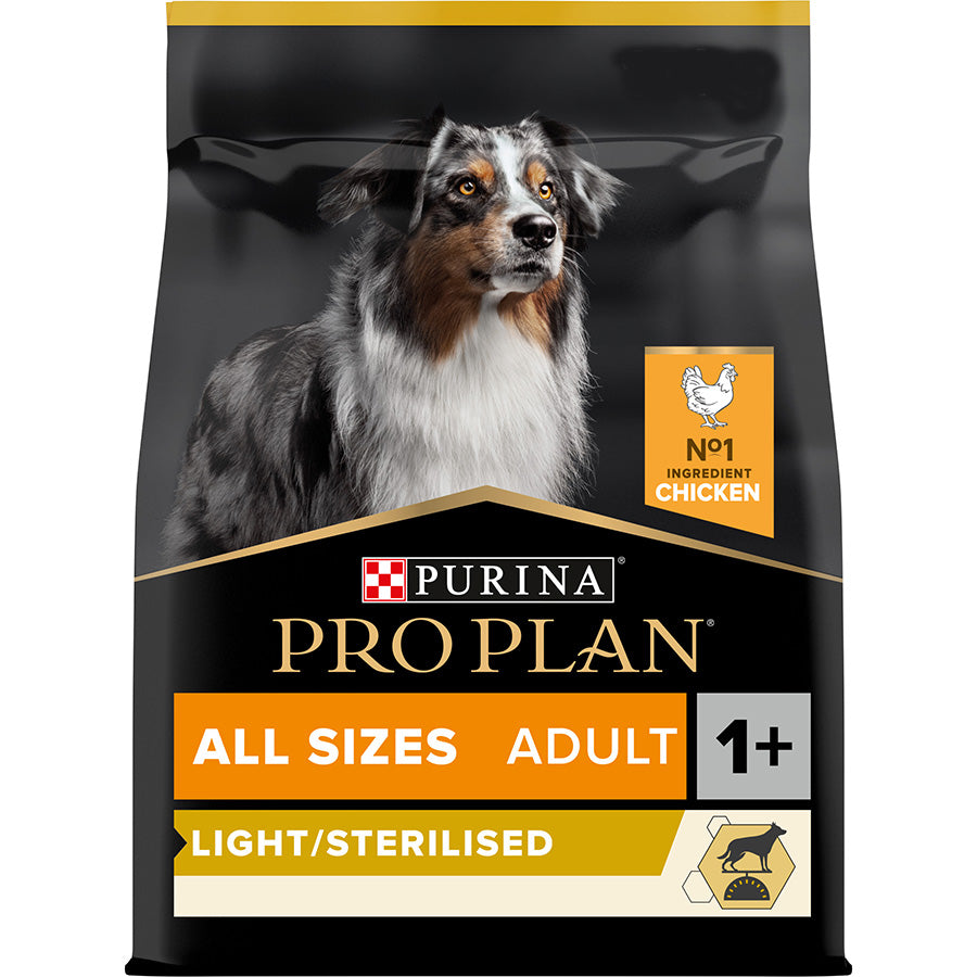 Pro Plan Pro Plan Purina Opti Weight Light Sterilised Chicken Adult Dry Dog Food pet food packaging