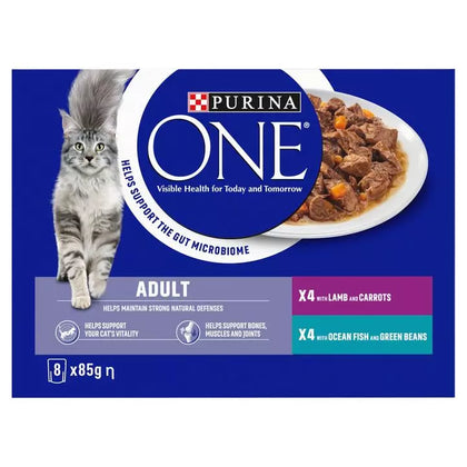 Purina ONE Adult Mini Fillets Wet Cat Food - Ocean Fish & Lamb with Carrots