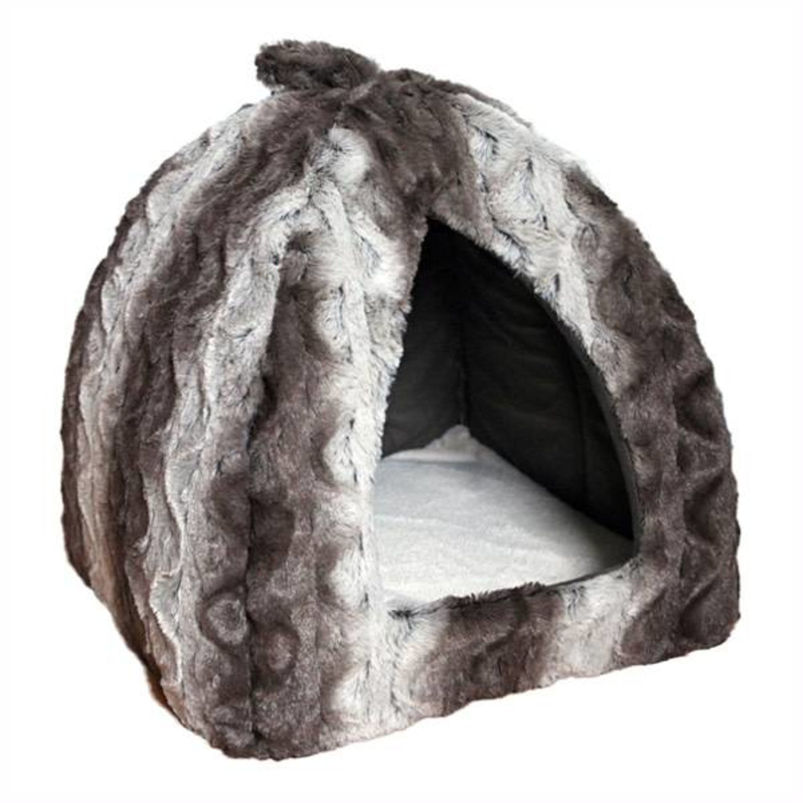 40 Winks Pyramid Snuggle Plush Dog Bed - Grey & Cream