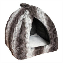 40 Winks Pyramid Snuggle Plush Dog Bed - Grey & Cream