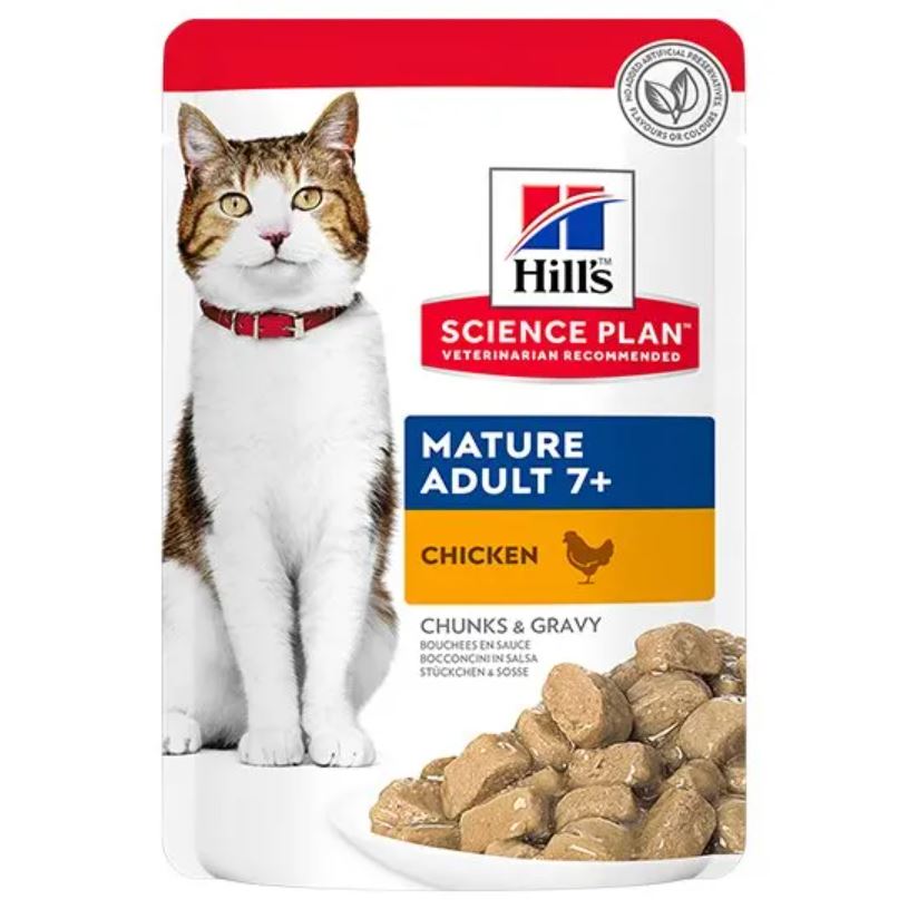 Hill's Science Plan Mature Adult Wet Cat Food Premium Chunks in Sauce with Chicken