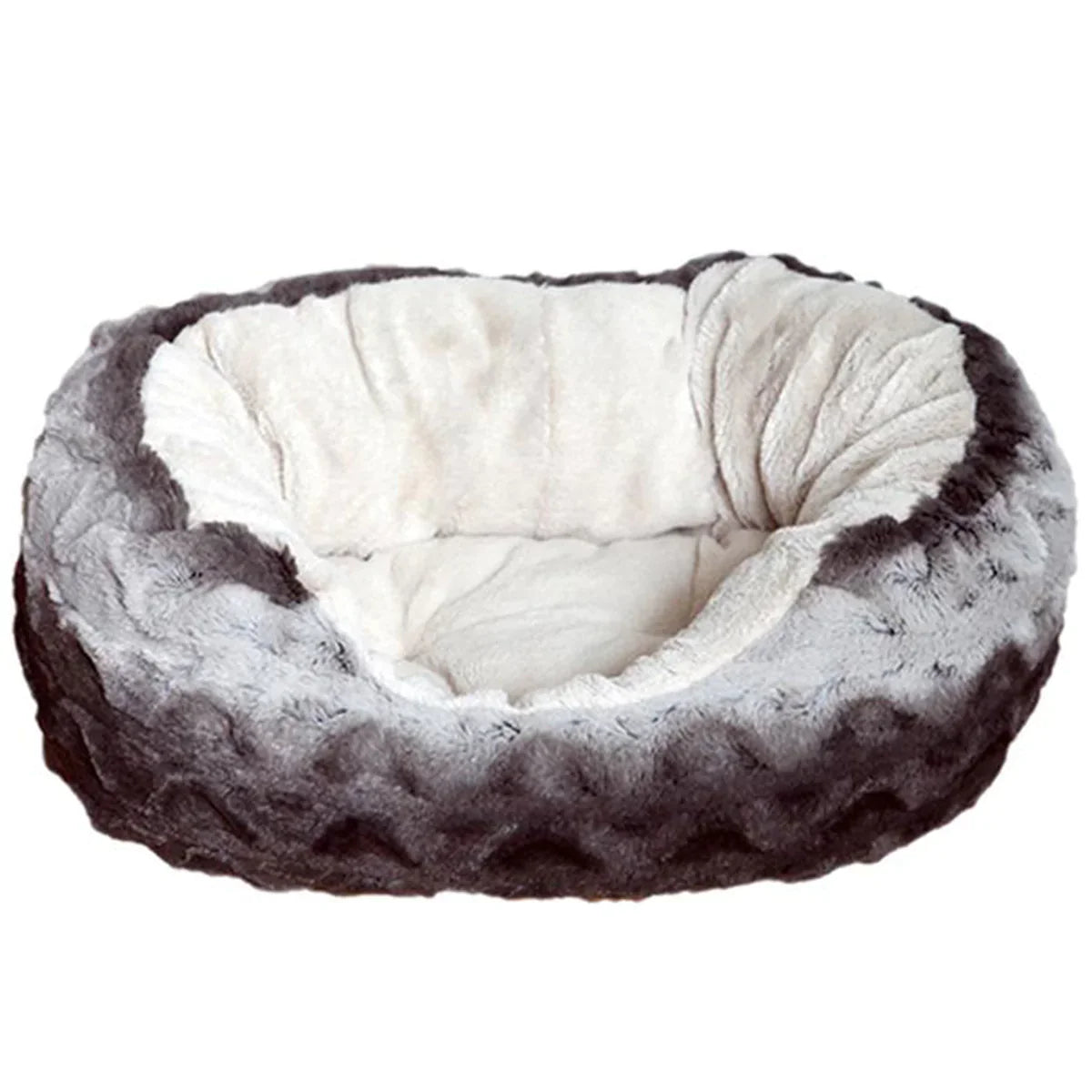 40 Winks Snuggle Oval Plush Bed for Dogs - Grey & Cream - 63.5 (25")