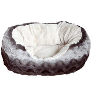 40 Winks Snuggle Oval Plush Bed for Dogs - Grey & Cream - 62cm