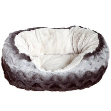 40 Winks Snuggle Oval Plush Bed for Dogs - Grey & Cream - 63.5 (25")