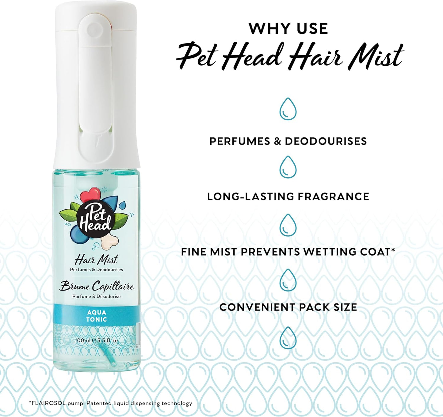 Pet Head Hair Mist Dog Deodorising Spray Aqua Tonic
