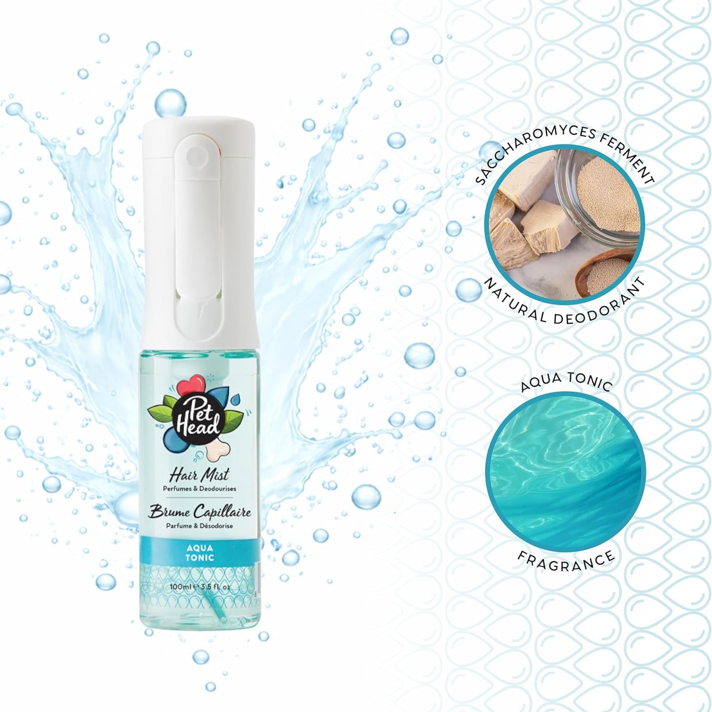 Pet Head Hair Mist Dog Deodorising Spray Aqua Tonic